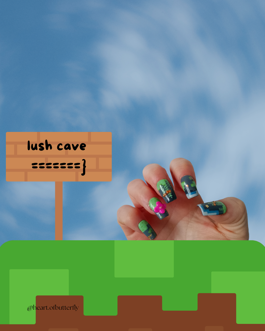 🟩 Lush Cave Nails – Version Minecraft 💅