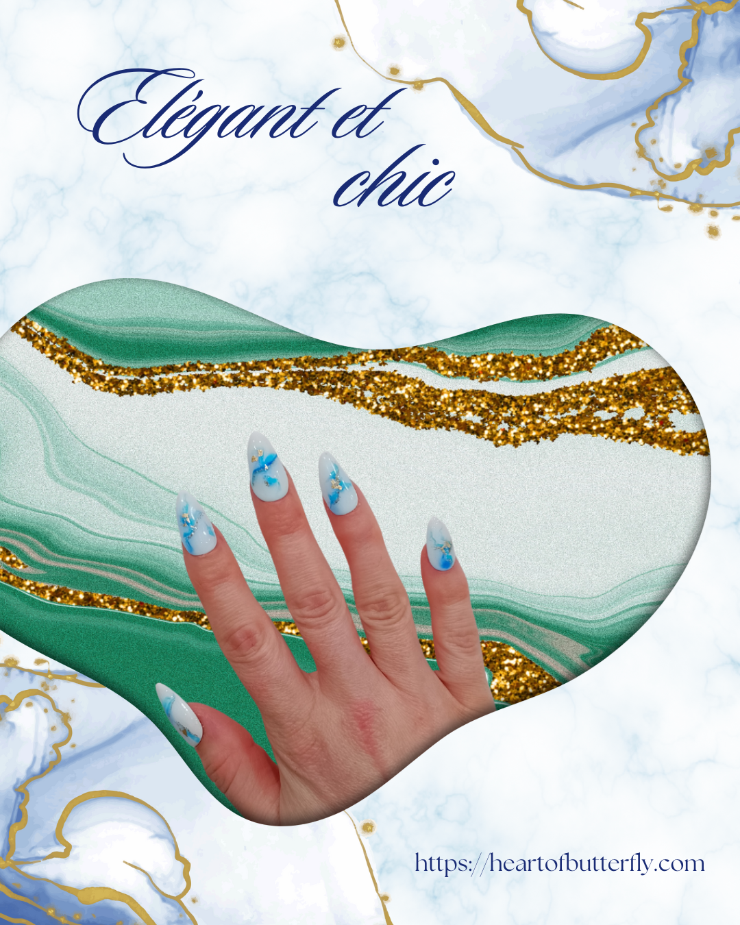 💎 Marbre Bleu & Reflets Dorés 💎