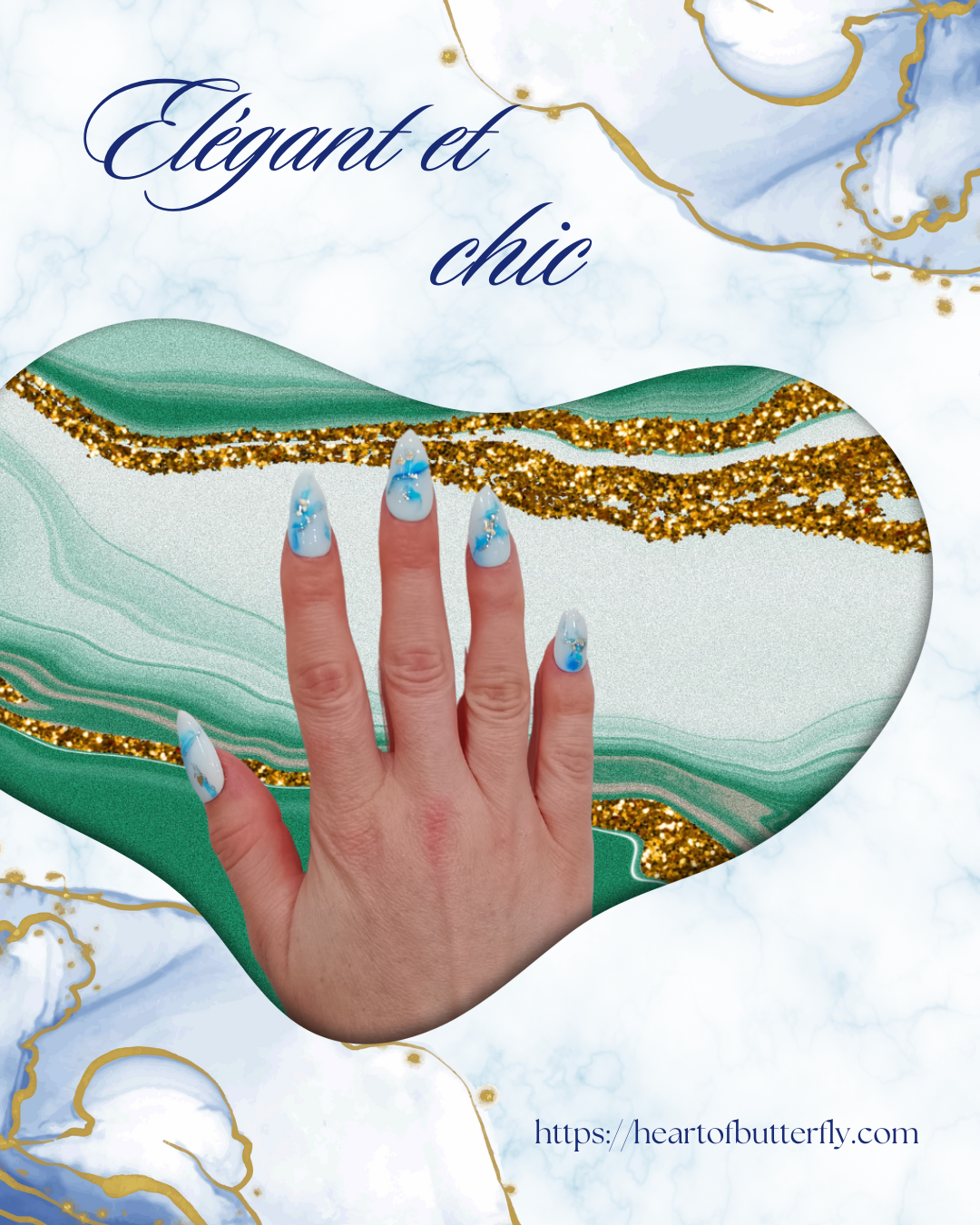 💎 Marbre Bleu & Reflets Dorés 💎